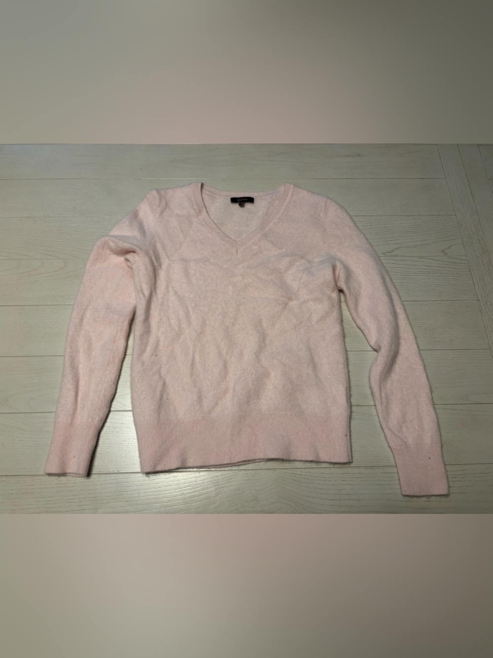 Quince Light Pink V-Neck Sweater